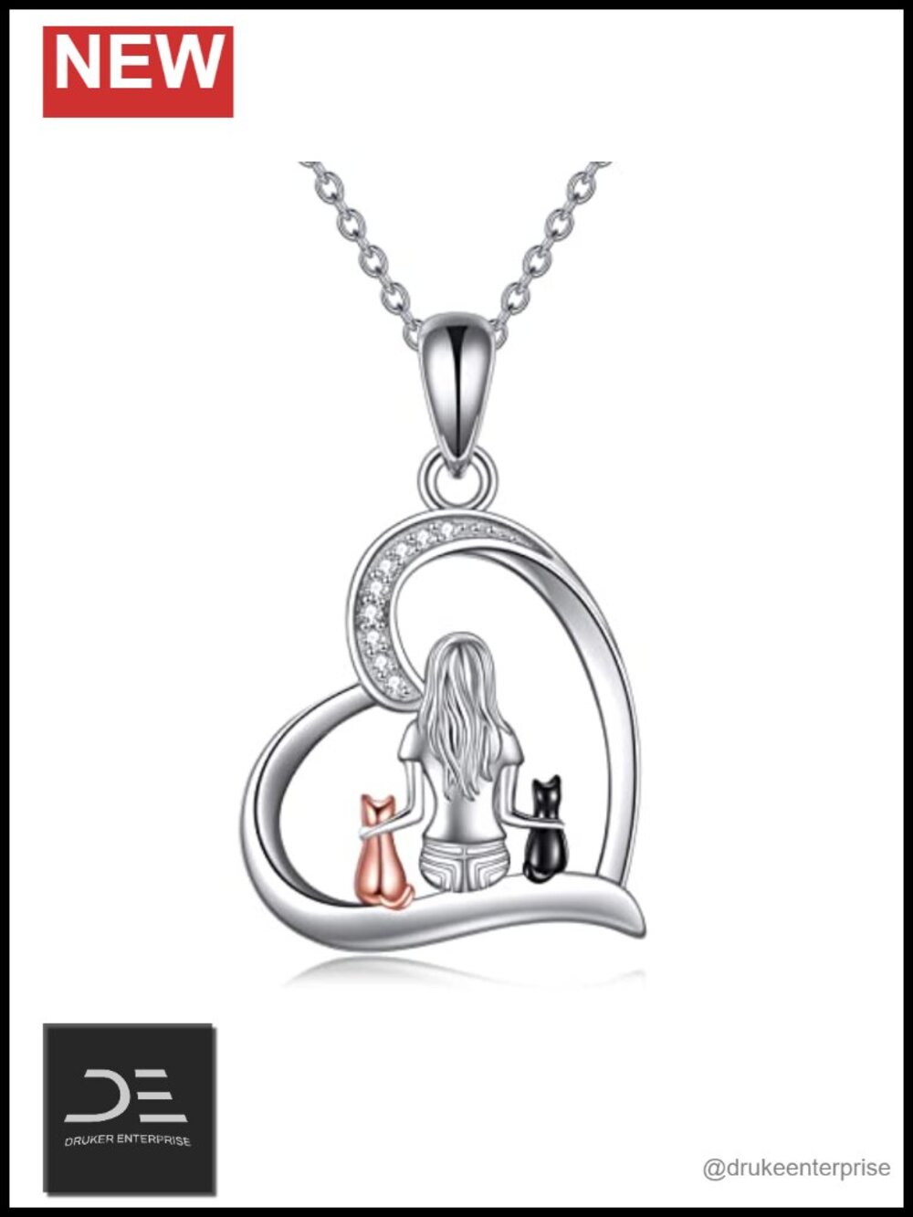 Sterling Silver Cat Pendant Necklace for Women 925